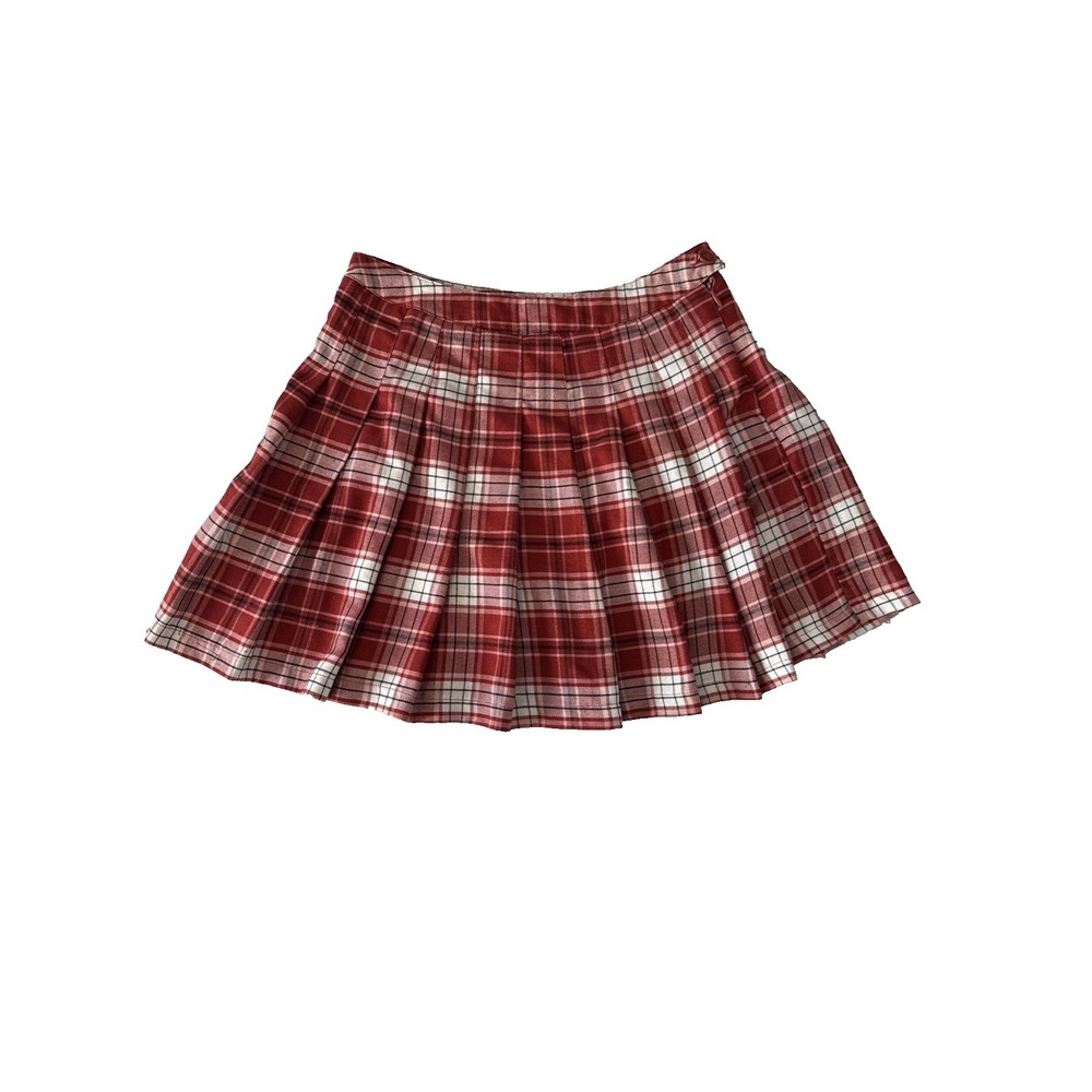 Schoolgirl Red Plaid Pleated Mini Skirt S Academia Preppy Grunge Skater Punk